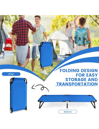 Cama de Camping Plegable Goplus 190.5x55.9 cm Azul