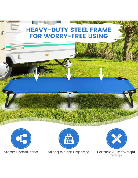 Cama de Camping Plegable Goplus 190.5x55.9 cm Azul Cama de Camping Plegable Goplus 190.5x55.9 cm Azul