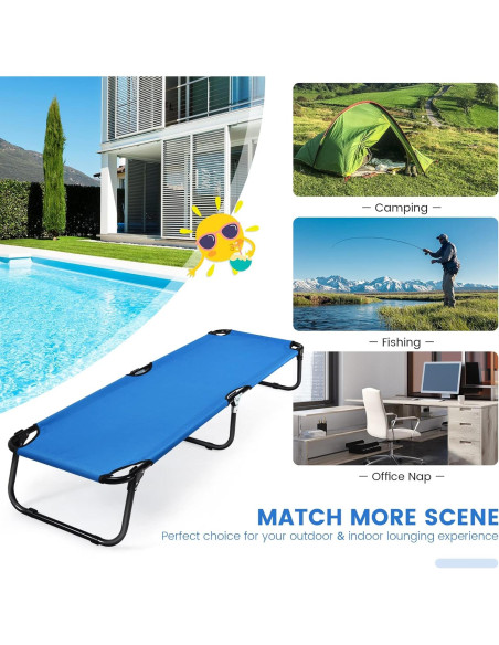 Cama de Camping Plegable Goplus 190.5x55.9 cm Azul Cama de Camping Plegable Goplus 190.5x55.9 cm Azul