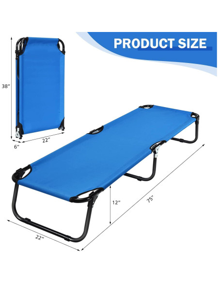 Cama de Camping Plegable Goplus 190.5x55.9 cm Azul Cama de Camping Plegable Goplus 190.5x55.9 cm Azul