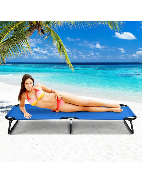 Cama de Camping Plegable Goplus 190.5x55.9 cm Azul Cama de Camping Plegable Goplus 190.5x55.9 cm Azul