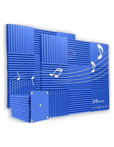 Paquete de 24 Paneles Acústicos Azul 30.48x30.48x2.54 cm