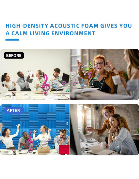 Paquete de 24 Paneles Acústicos Azul 30.48x30.48x2.54 cm