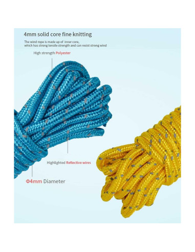 Cuerdas de Tensión Nylon Reflectante Takelablaze 4mm 8 Unidades