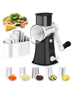 Rallador de Queso Rotatorio BNUNWISH 5 en 1 Negro