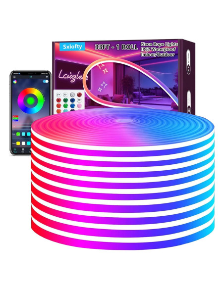 Luces de Neón LED 10M RGB IP67 con Control Remoto y App