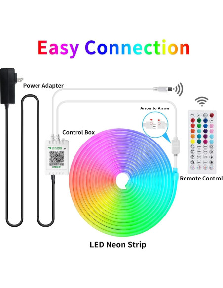 Luces de Neón LED 10M RGB IP67 con Control Remoto y App