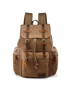 Mochila de Lona Vintage Gearonic 15" Marrón para Viajes