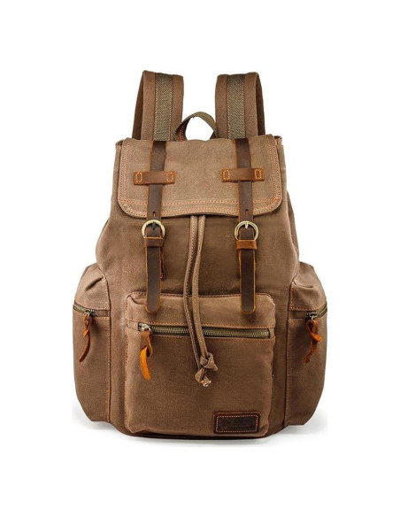 Mochila de Lona Vintage Gearonic 15" Marrón para Viajes