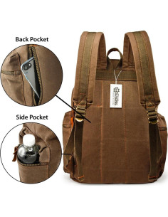Mochila de Lona Vintage Gearonic 15" Marrón para Viajes 2