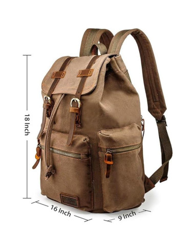 Mochila de Lona Vintage Gearonic 15" Marrón para Viajes
