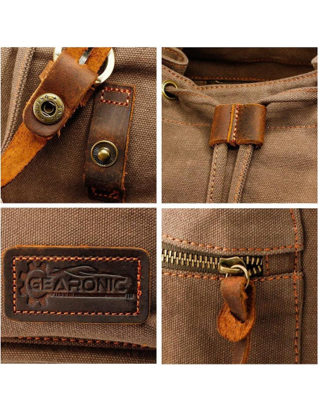 Mochila de Lona Vintage Gearonic 15" Marrón para Viajes