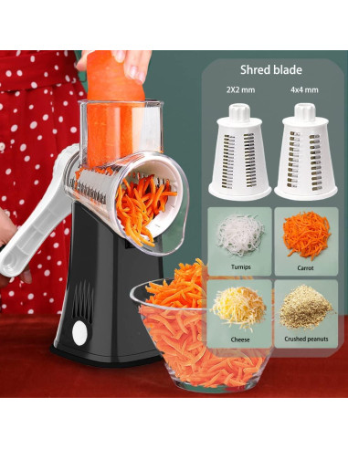 Rallador de Queso Rotatorio BNUNWISH 5 en 1 Negro