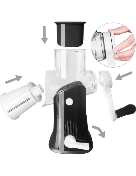 Rallador de Queso Rotatorio BNUNWISH 5 en 1 Negro