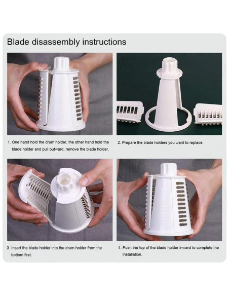 Rallador de Queso Rotatorio BNUNWISH 5 en 1 Negro