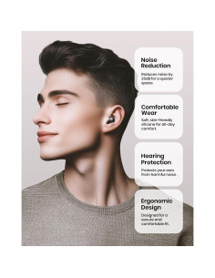 Tapones para oídos EURPMASK negros, silicona, 25dB, reutilizables 2