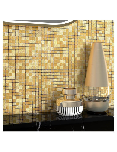 Azulejos Autoadhesivos VAOVI Oro para Salpicadero 5 Hojas