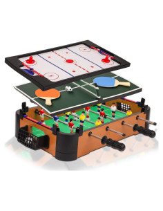 Mesa de Juegos 3 en 1 Point Games - Hockey, Futbolín y Tenis