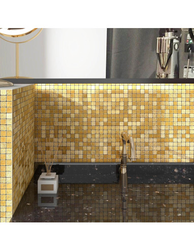 Azulejos Autoadhesivos VAOVI Oro para Salpicadero 5 Hojas