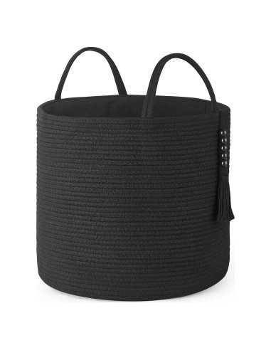 Cesta de Almacenamiento Tejida Mkono 40.6x35.1cm Negra