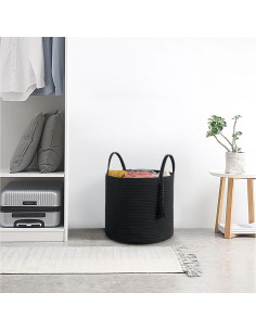 Cesta de Almacenamiento Tejida Mkono 40.6x35.1cm Negra 2