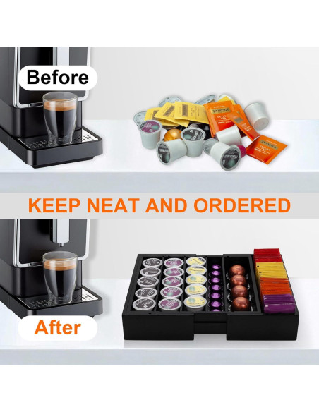 Organizador de Cajones de Bambú MinBoo - Soporte Expandible para K Cup y Té