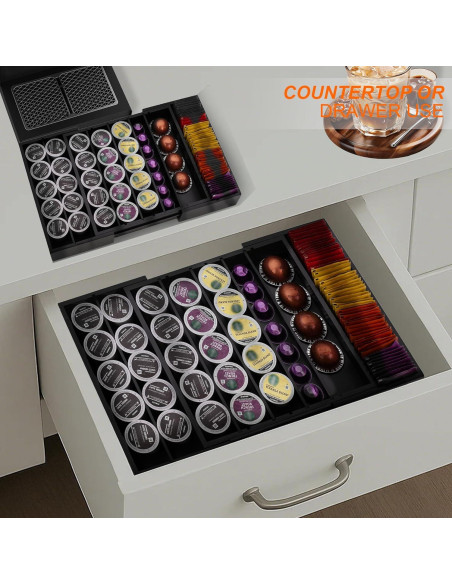 Organizador de Cajones de Bambú MinBoo - Soporte Expandible para K Cup y Té