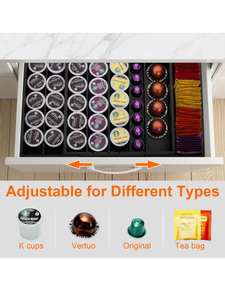 Organizador de Cajones de Bambú MinBoo - Soporte Expandible para K Cup y Té