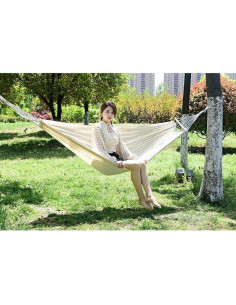 Hamaca Colgante Yosogo Grande Blanca con Barra de Madera 2