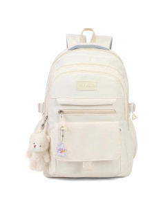 Mochila Escolar Estética PRLINJSK Beige 44.5x33x17.8 cm