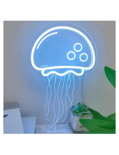 Cartel de Neón Medusa Azul Hielo LED 32.5x21.8cm Decoración
