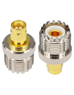 Adaptador Coaxial UHF Femenino a SMA Masculino 50 Ohm - 2 Pcs