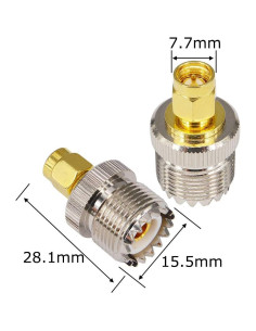 Adaptador Coaxial UHF Femenino a SMA Masculino 50 Ohm - 2 Pcs 2