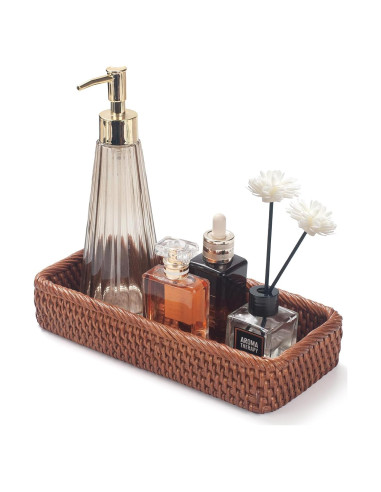 Bandeja de baño DECRAFTS de ratán 25.9x12.5 cm color miel