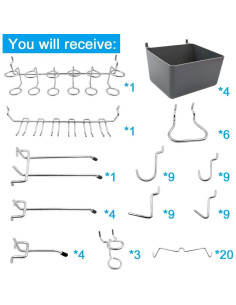 Juego de Ganchos para Tablero Perforado FRIMOONY 80 Piezas 2