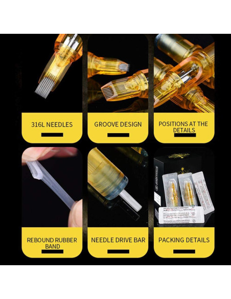 Agujas de Cartucho 1RL YILONG 20pcs 0.35mm para Tatuaje