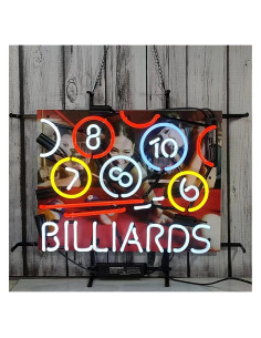 Cartel de Neón Billar con Logo 61x50.8 cm Hvkeer