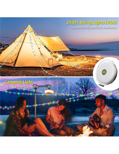 Cadena de Luces HAMLITE 8.99m RGB Camping Recargable