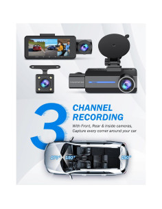 Cámara de tablero triple BAEASU J07 2.5K 170 con tarjeta 32GB 2