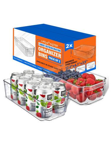 Juego de 2 organizadores apilables LifeMaster para refrigerador