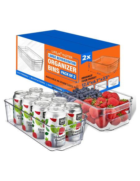 Juego de 2 organizadores apilables LifeMaster para refrigerador Juego de 2 organizadores apilables LifeMaster para refrigerador