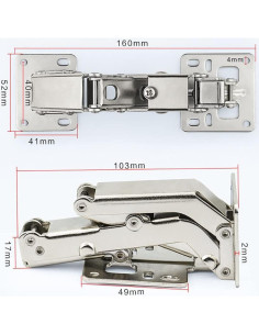 Bisagras de Gabinete Hidráulicas WANLIAN 170 Acero Inoxidable 2