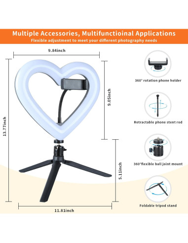 Luz de Anillo RGB 10" PEYOU con Soporte y 47 Modos