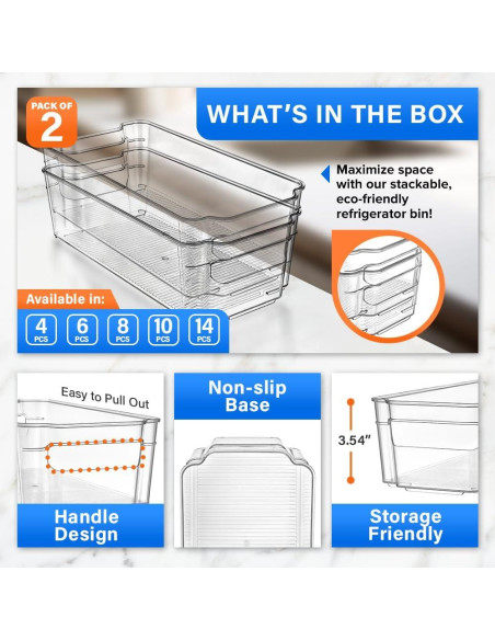 Juego de 2 organizadores apilables LifeMaster para refrigerador Juego de 2 organizadores apilables LifeMaster para refrigerador