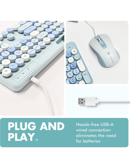 Combo Teclado y Ratón X9 Retroiluminado Azul Pastel 109 Teclas