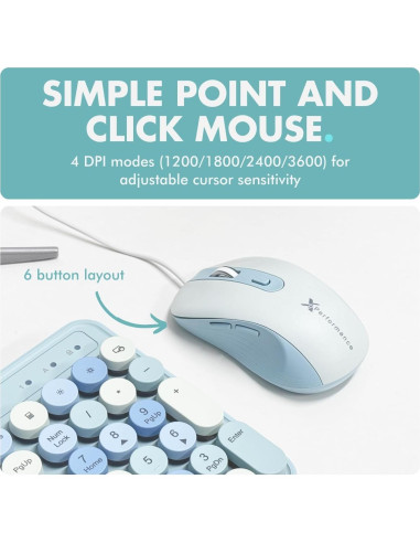 Combo Teclado y Ratón X9 Retroiluminado Azul Pastel 109 Teclas