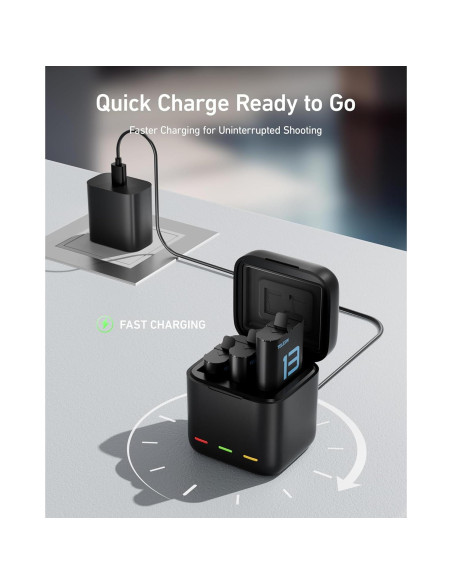 Kit Cargador Batería TELESIN para GoPro Hero 13 - 2 Baterías