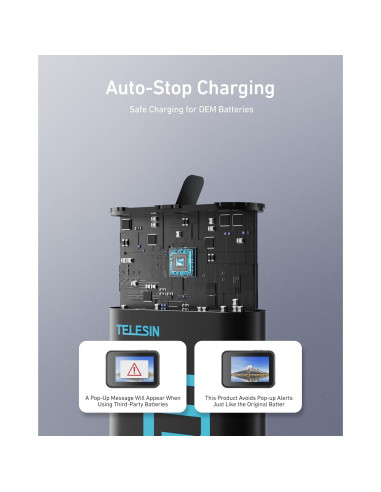 Kit Cargador Batería TELESIN para GoPro Hero 13 - 2 Baterías