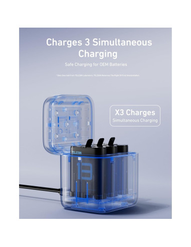 Kit Cargador Batería TELESIN para GoPro Hero 13 - 2 Baterías