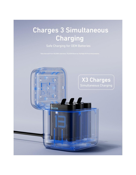 Kit Cargador Batería TELESIN para GoPro Hero 13 - 2 Baterías